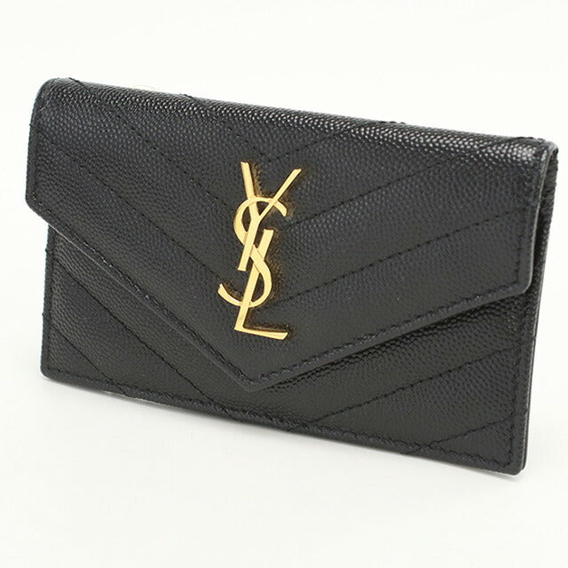 中古 サンローラン カードケース レディース ブランド SAINT LAURENT モノグラム フラグメント フラップ レザー 612808 ブラック 財布 USDSL97884011