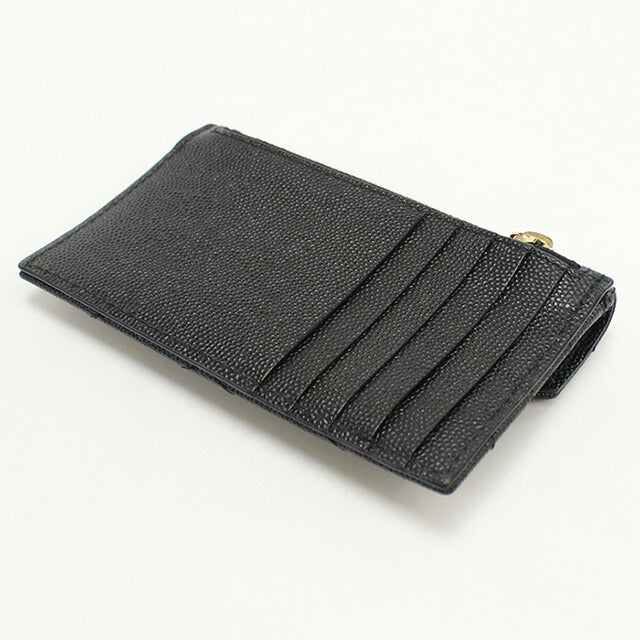 中古 サンローラン カードケース レディース ブランド SAINT LAURENT モノグラム フラグメント フラップ レザー 612808 ブラック 財布 USDSL97884011