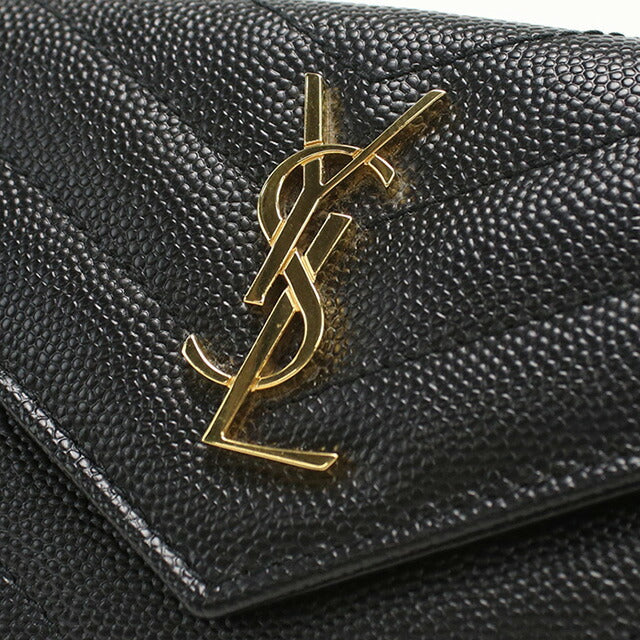 中古 サンローラン カードケース レディース ブランド SAINT LAURENT モノグラム フラグメント フラップ レザー 612808 ブラック 財布 USDSL97884011