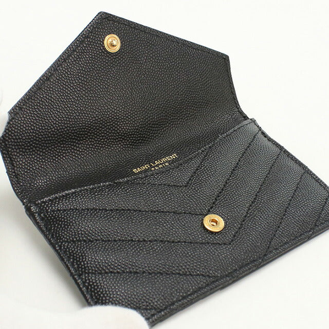 中古 サンローラン カードケース レディース ブランド SAINT LAURENT モノグラム フラグメント フラップ レザー 612808 ブラック 財布 USDSL97884011