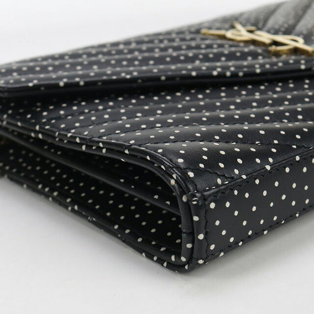 中古 サンローラン チェーンウォレット レディース ブランド SAINT LAURENT カサンドラ レザー 377828 BOW01 1000 ブラック 財布 USDSL97991011