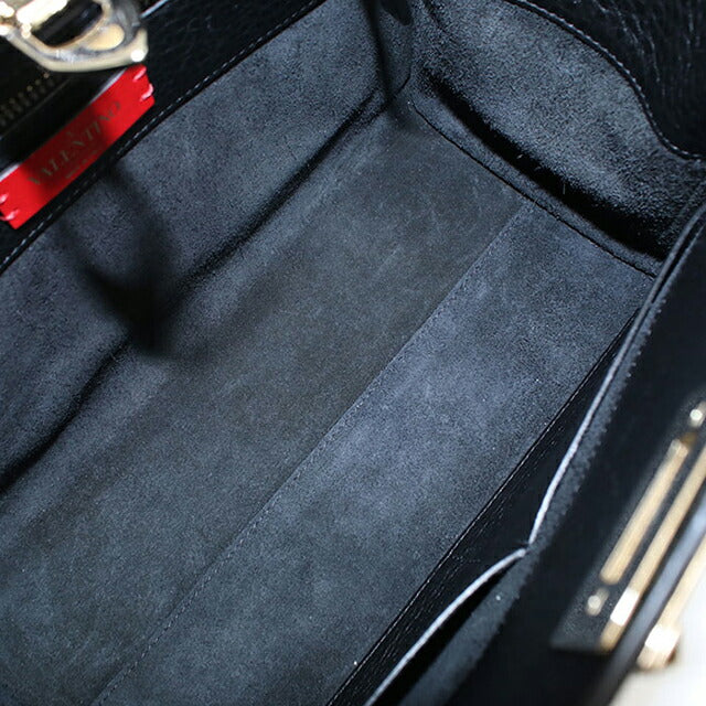 中古 ヴァレンティノ トートバッグ レディース ブランド VALENTINO ロックスタッズ 2WAY レザー ブラック バッグ USDVA102121011