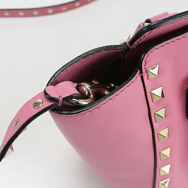 中古 ヴァレンティノ ハンドバッグ レディース ブランド VALENTINO ロックスタッズ 2WAY レザー ピンク バッグ USDVA105664011