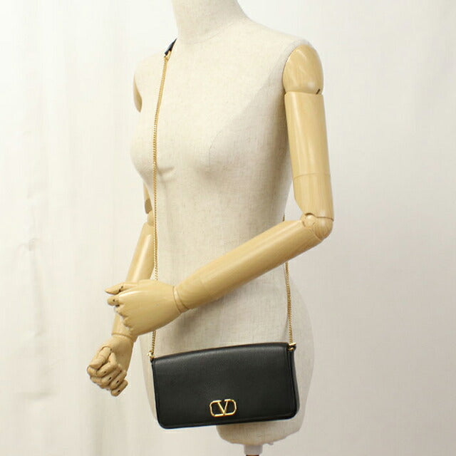 中古 ヴァレンティノ 斜め掛け ショルダーバッグ レディース ブランド VALENTINO チェーン レザー 2W2P0Y63SNP ブラック バッグ USDVA106109011