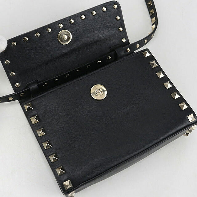中古 ヴァレンティノ 斜め掛け ショルダーバッグ レディース ブランド VALENTINO ロックスタッズ ブラック バッグ USDVA107035011