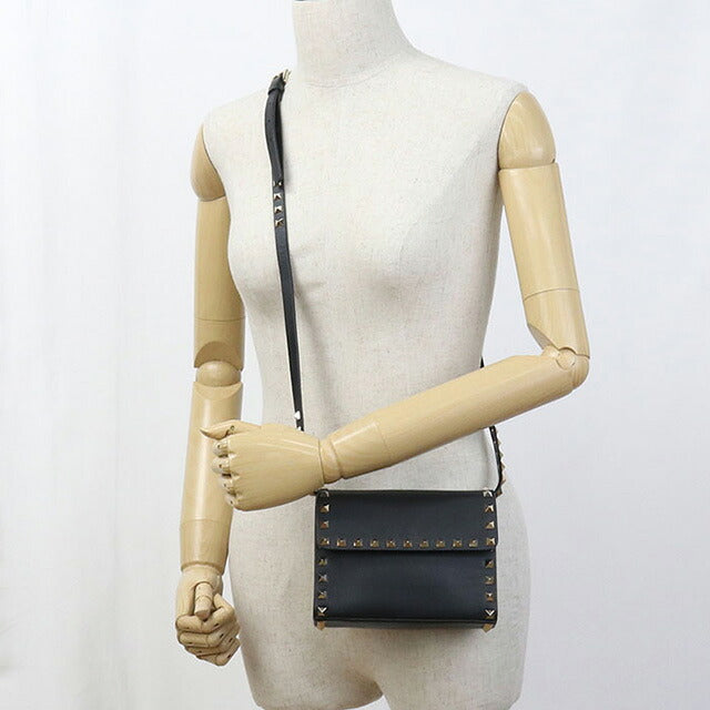中古 ヴァレンティノ 斜め掛け ショルダーバッグ レディース ブランド VALENTINO ロックスタッズ ブラック バッグ USDVA107035011