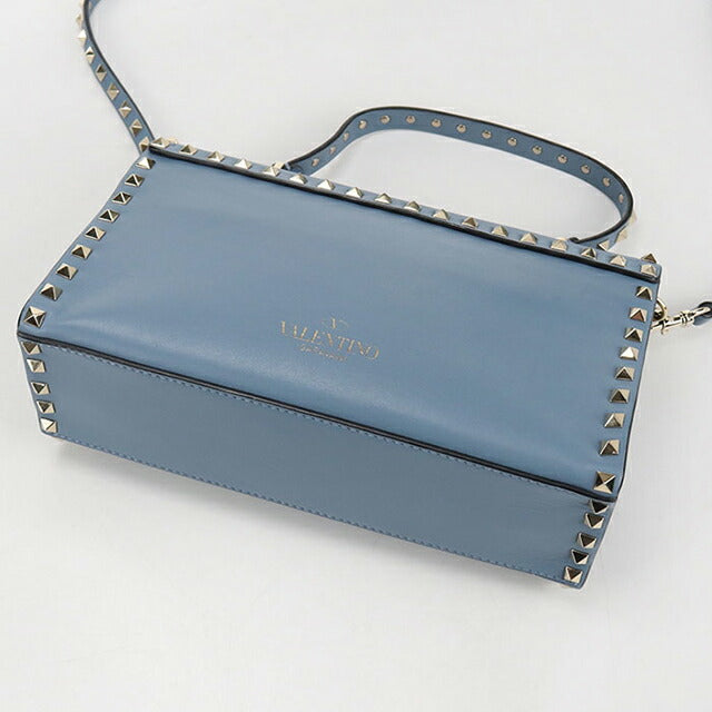 中古 ヴァレンティノ ハンドバッグ レディース ブランド VALENTINO ロックスタッズ 2WAY レザー ブルー バッグ USDVA107684011
