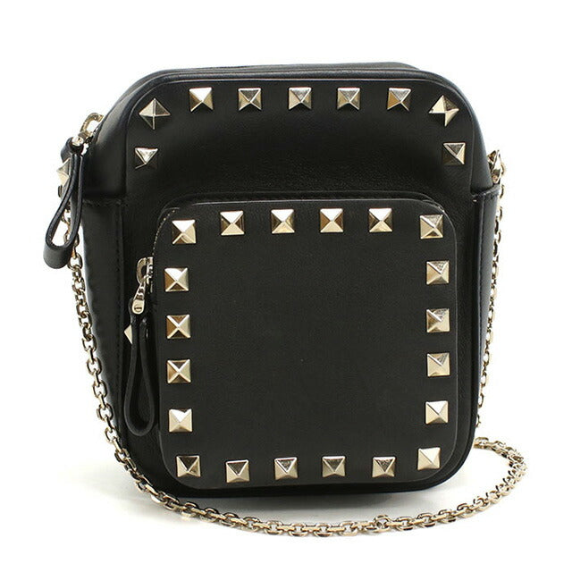 二手Valentino Crossbody shough Bag for妇女品牌Valentino Rock Studs链链肩袋皮革USDVA94875011