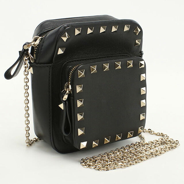 二手Valentino Crossbody shough Bag for妇女品牌Valentino Rock Studs链链肩袋皮革USDVA94875011