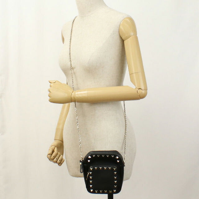 二手Valentino Crossbody shough Bag for妇女品牌Valentino Rock Studs链链肩袋皮革USDVA94875011