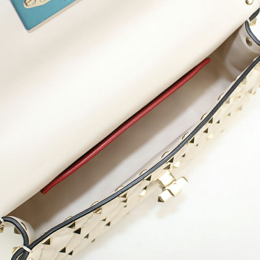 中古 ヴァレンティノ ハンドバッグ レディース ブランド VALENTINO ロックスタッズ 2WAYハンドバッグ レザー ホワイト バッグ USDVA95721011