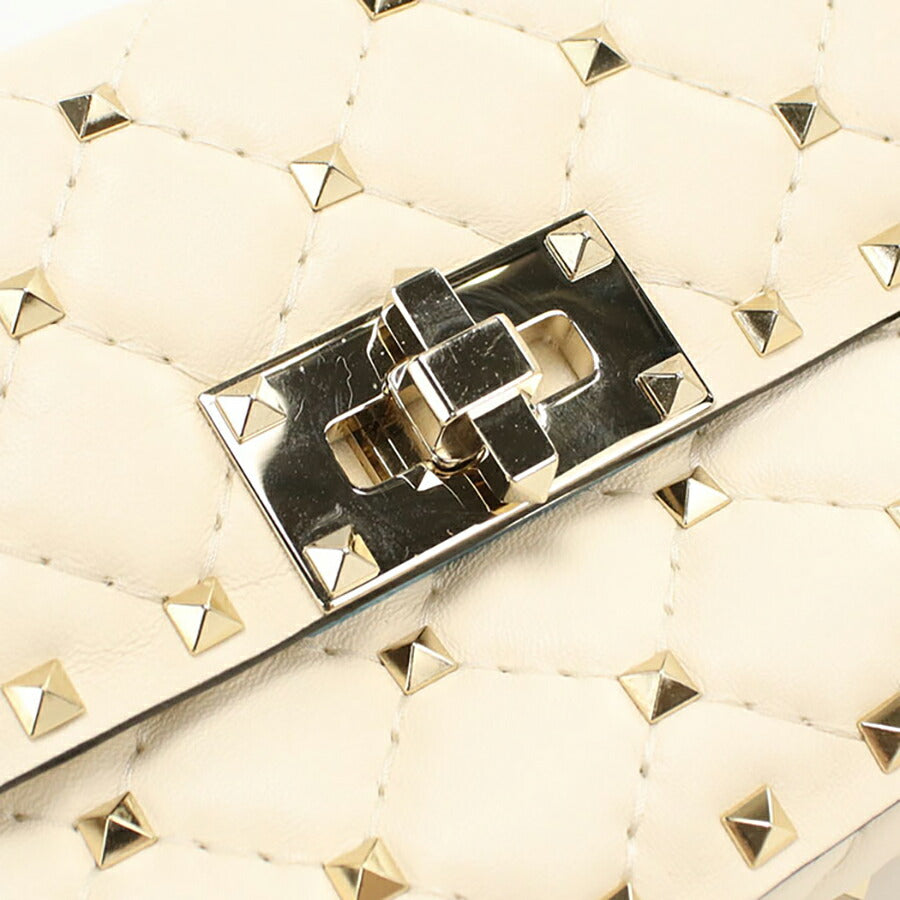 中古 ヴァレンティノ ハンドバッグ レディース ブランド VALENTINO ロックスタッズ 2WAYハンドバッグ レザー ホワイト バッグ USDVA95721011