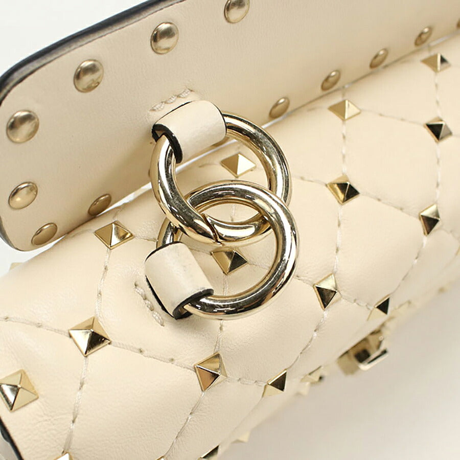 中古 ヴァレンティノ ハンドバッグ レディース ブランド VALENTINO ロックスタッズ 2WAYハンドバッグ レザー ホワイト バッグ USDVA95721011