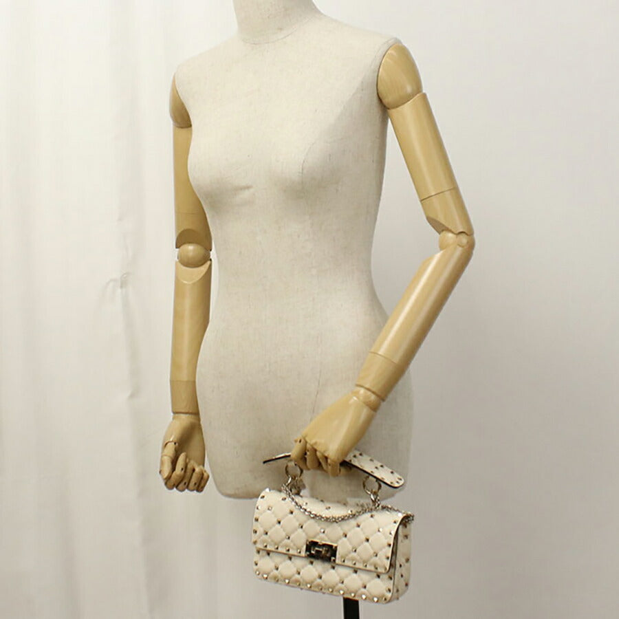 中古 ヴァレンティノ ハンドバッグ レディース ブランド VALENTINO ロックスタッズ 2WAYハンドバッグ レザー ホワイト バッグ USDVA95721011