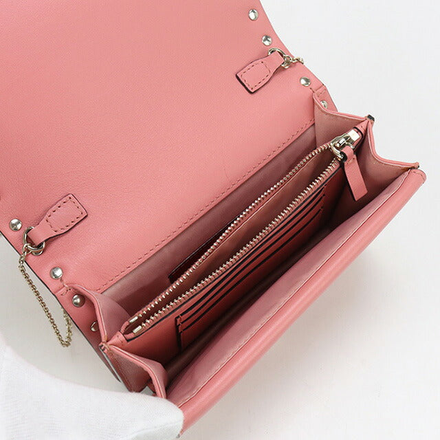 中古 ヴァレンティノ チェーンウォレット レディース ブランド VALENTINO ロックスタッズ レザー ピンク 財布 USDVA96658011