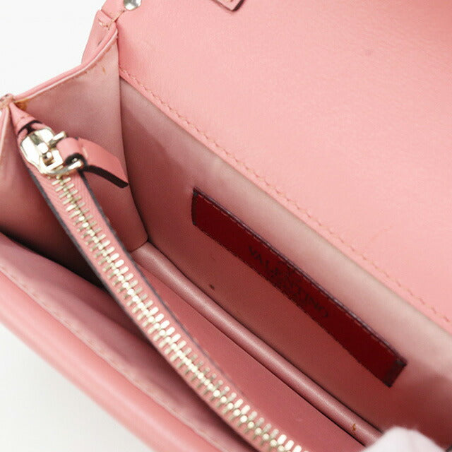 中古 ヴァレンティノ チェーンウォレット レディース ブランド VALENTINO ロックスタッズ レザー ピンク 財布 USDVA96658011