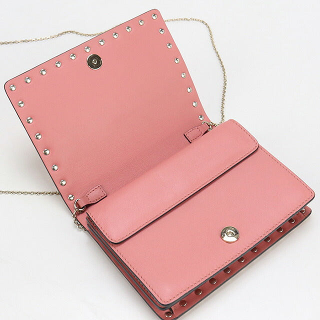 中古 ヴァレンティノ チェーンウォレット レディース ブランド VALENTINO ロックスタッズ レザー ピンク 財布 USDVA96658011