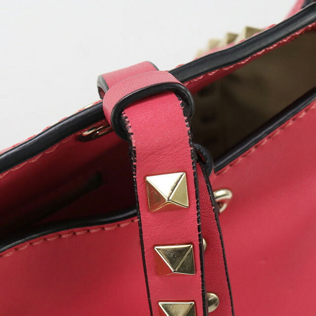 中古 ヴァレンティノ トートバッグ レディース ブランド VALENTINO ロックスタッズ 2WAY レザー ピンク バッグ USDVA97164011