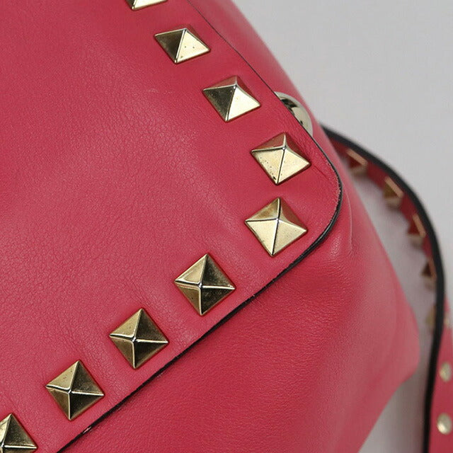 中古 ヴァレンティノ トートバッグ レディース ブランド VALENTINO ロックスタッズ 2WAY レザー ピンク バッグ USDVA97164011