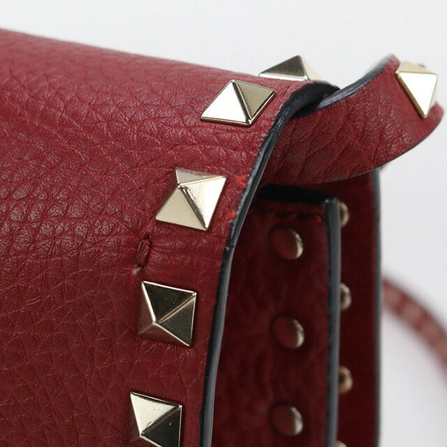 中古 ヴァレンティノ 斜め掛け ショルダーバッグ レディース ブランド VALENTINO ロックスタッズ レザー レッド バッグ USDVA99850011