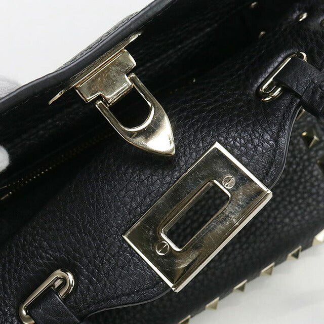 中古 ヴァレンティノ ハンドバッグ レディース ブランド VALENTINO ロックスタッズ 2WAY レザー ブラック バッグ USDVA99853011