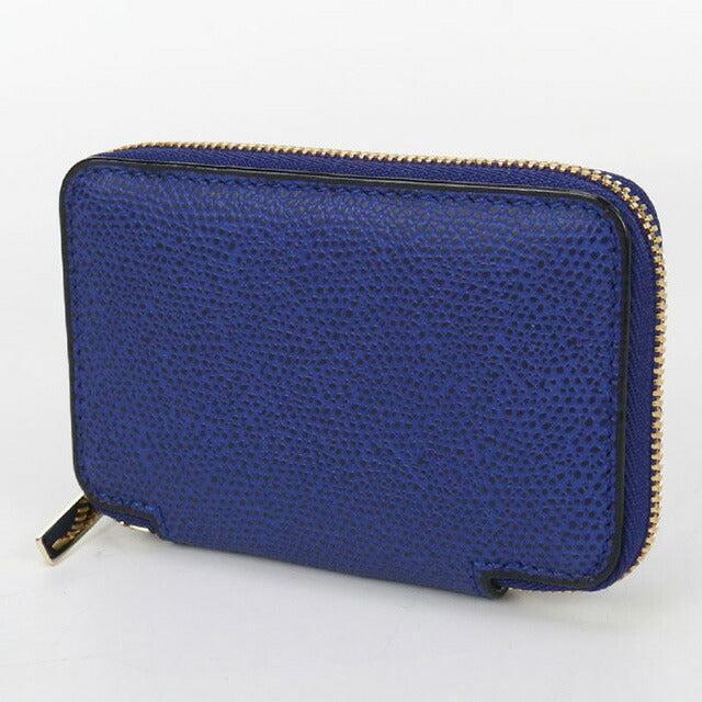 中古 ヴァレクストラ 小銭入れ ユニセックス ブランド VALEXTRA ラウンドジップ ミニウォレット ブルー 財布 USDVX102830011