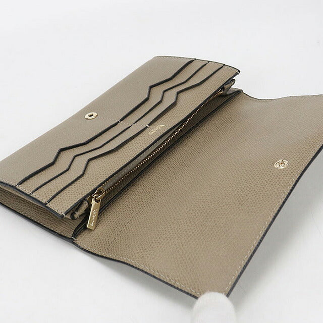 中古 ヴァレクストラ 長財布二折 レディース ブランド VALEXTRA パース スナップ ボタン ベージュ 財布 USDVX106876011