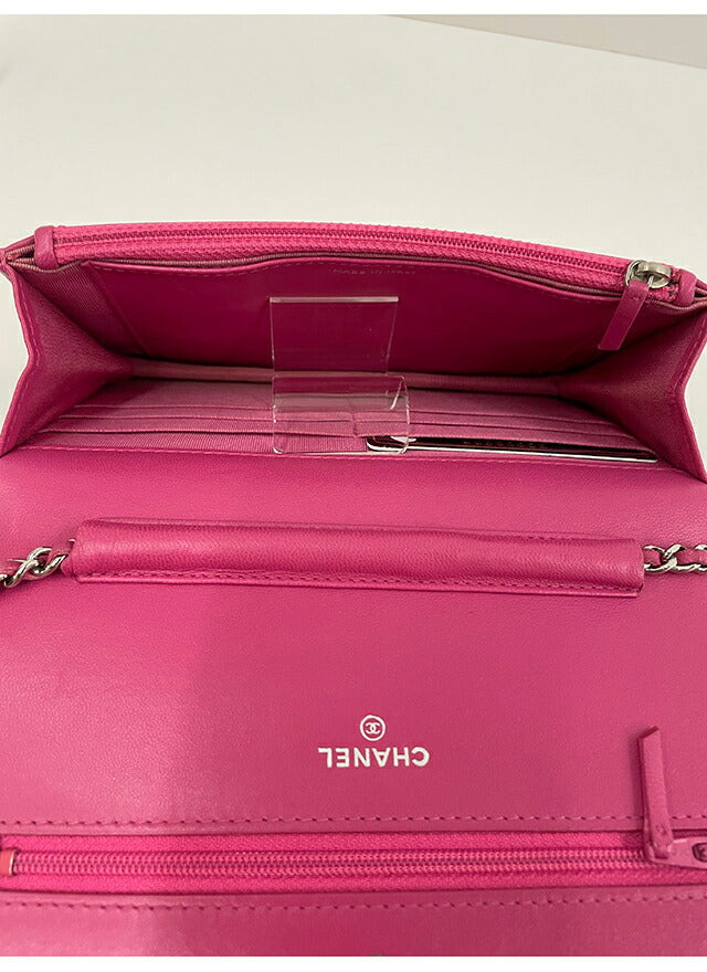 【中古】 シャネル ショルダーバッグ レディース ブランド CHANEL ラムチェーンウォレット PNK B A33814 ピンク 斜めがけ 高級 おしゃれ プレゼント 女性 実用的 かわいい