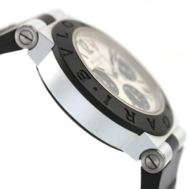 中古 美品 クロノ訳アリ ブルガリ BVLGARI アルミニウム クロノグラフ ディアゴノ パンダ クロノ秒針帰零不良 AC38TA アナログ 腕時計 メンズ UW-BV-OT-00002