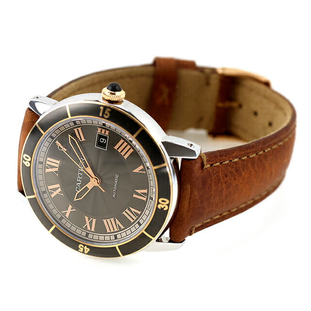 中古 カルティエ Cartier ロンド クロワジエール 42mm グレー SS×GP ローマンインデックス 3886 アナログ 腕時計 ブランド メンズ UW-CA-RS-00001