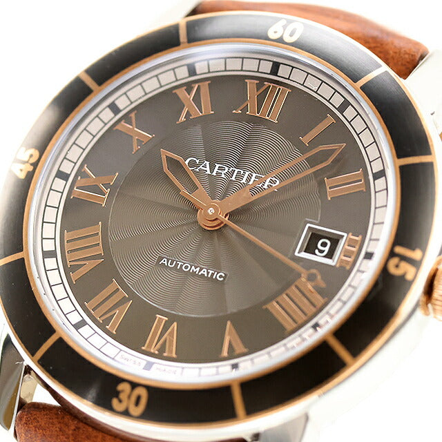 中古 カルティエ Cartier ロンド クロワジエール 42mm グレー SS×GP ローマンインデックス 3886 アナログ 腕時計 ブランド メンズ UW-CA-RS-00001