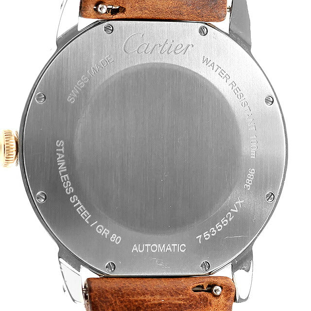 中古 カルティエ Cartier ロンド クロワジエール 42mm グレー SS×GP ローマンインデックス 3886 アナログ 腕時計 ブランド メンズ UW-CA-RS-00001