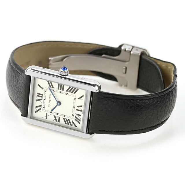 中古 カルティエ Cartier タンク ソロ WSTA0028 ラージ クォーツ LM WSTA0028 アナログ 腕時計 ブランド メンズ シルバー ブラック UW-CA-TK-00006