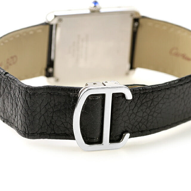 中古 カルティエ Cartier タンク ソロ WSTA0028 ラージ クォーツ LM WSTA0028 アナログ 腕時計 ブランド メンズ シルバー ブラック UW-CA-TK-00006