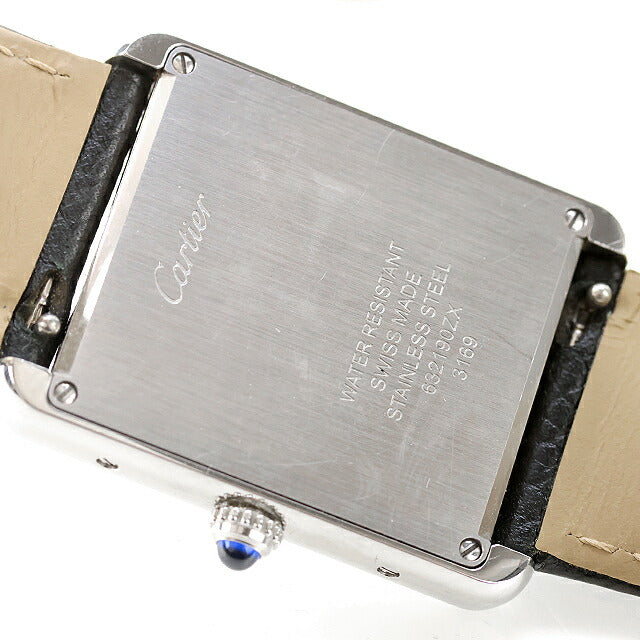 中古 カルティエ Cartier タンク ソロ WSTA0028 ラージ クォーツ LM WSTA0028 アナログ 腕時計 ブランド メンズ シルバー ブラック UW-CA-TK-00006