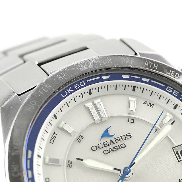 中古 カシオ CASIO オシアナス マルチバンド6 OCEANUS チタン OCW-T100TD-7AJF アナログ 腕時計 ブランド メンズ ホワイト 白 UW-CS-OS-00002