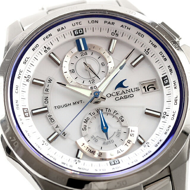 中古 カシオ CASIO オシアナス マルチバンド6 OCEANUS チタン OCW-T1000-7AJF アナログ 腕時計 ブランド メンズ ホワイト 白 UW-CS-OS-00003