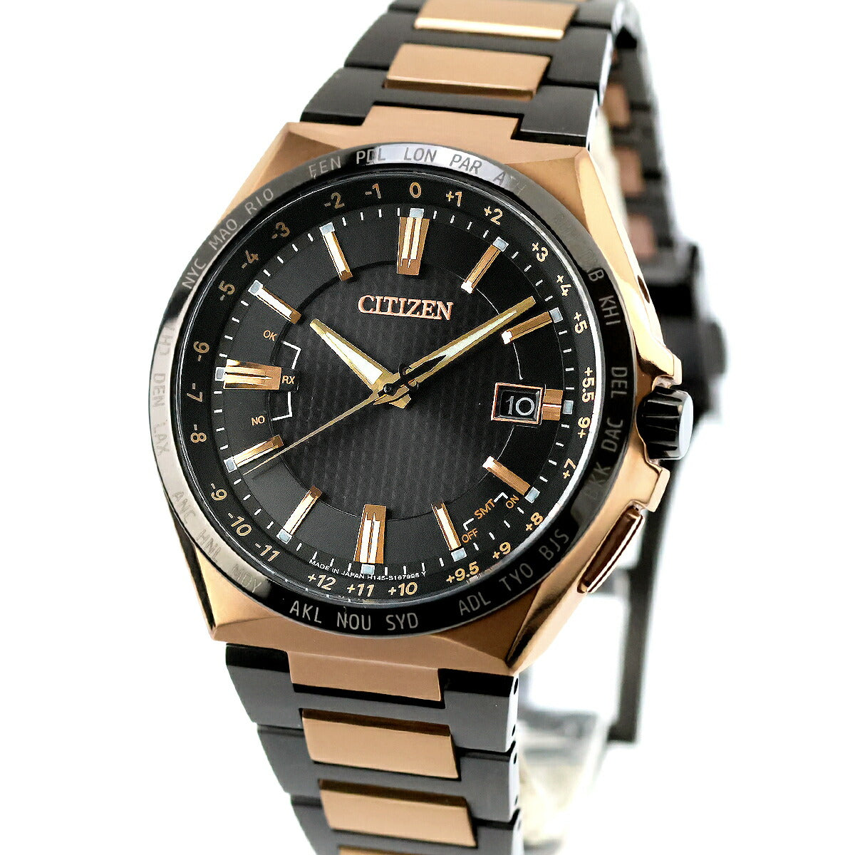 中古 シチズン CITIZEN アテッサ 限定モデル 黒金 ブラックゴールド チタン 電波ソーラー CB0215-77E アナログ 腕時計 ブランド メンズ UW-CT-AT-00020