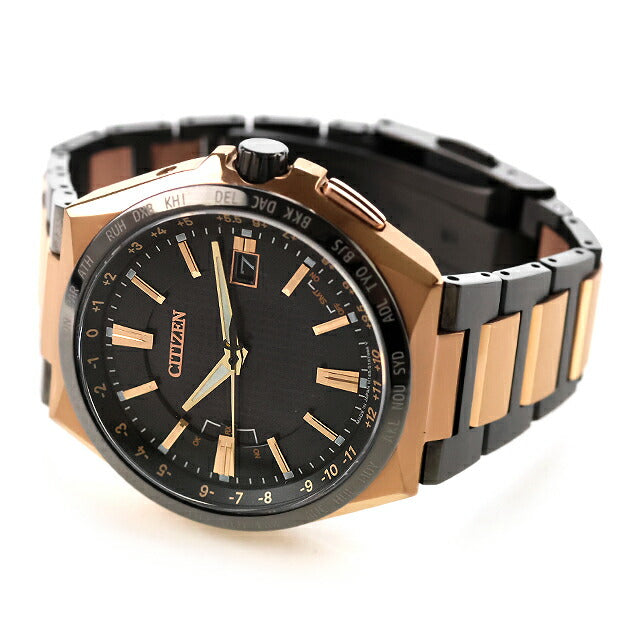 中古 シチズン CITIZEN アテッサ 限定モデル 黒金 ブラックゴールド チタン 電波ソーラー CB0215-77E アナログ 腕時計 ブランド メンズ UW-CT-AT-00020