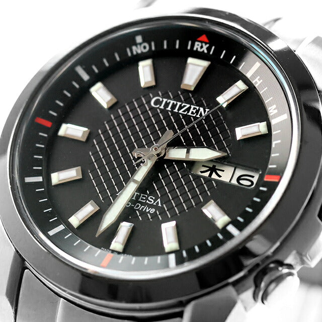 中古 シチズン CITIZEN アテッサ ATD53 チタン 電波ソーラー デイデイト ATD53-2983 アナログ 腕時計 ブランド メンズ ブラック 黒 UW-CT-AT-00021