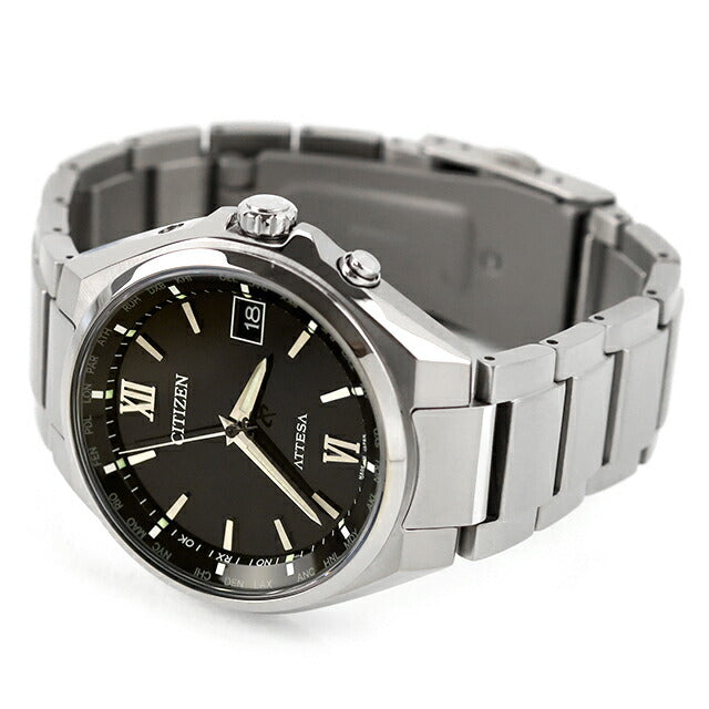 中古 シチズン CITIZEN アテッサ エコドライブ 電波 ソーラー電波 チタン CB1120-50G アナログ 腕時計 ブランド メンズ ブラック UW-CT-AT-00025
