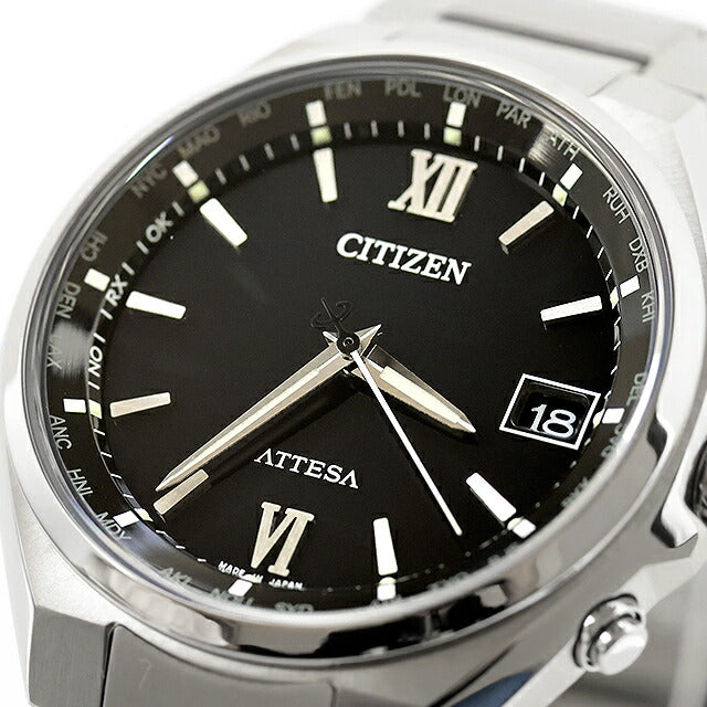 中古 シチズン CITIZEN アテッサ エコドライブ 電波 ソーラー電波 チタン CB1120-50G アナログ 腕時計 ブランド メンズ ブラック UW-CT-AT-00025