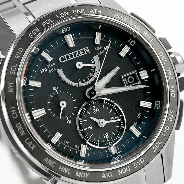 中古 シチズン CITIZEN アテッサ ダブルダイレクトフライト エコ・ドライブ電波 チタン AT9024-58E アナログ 腕時計 ブランド メンズ ブラック UW-CT-AT-00027