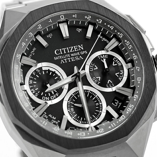 中古 美品 シチズン CITIZEN アテッサ ダブルダイレクトフライト エコドライブGPS衛星電波 チタン クロノグラフ ソーラー CC4104-53E 腕時計 メンズ UW-CT-AT-00028