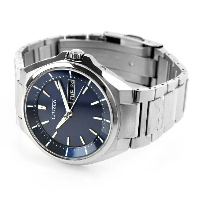中古 シチズン CITIZEN アテッサ エコドライブ 電波時計 腕時計 チタン カレンダー ATESSA AT6050-54L アナログ 腕時計 ブランド メンズ UW-CT-OT-00012