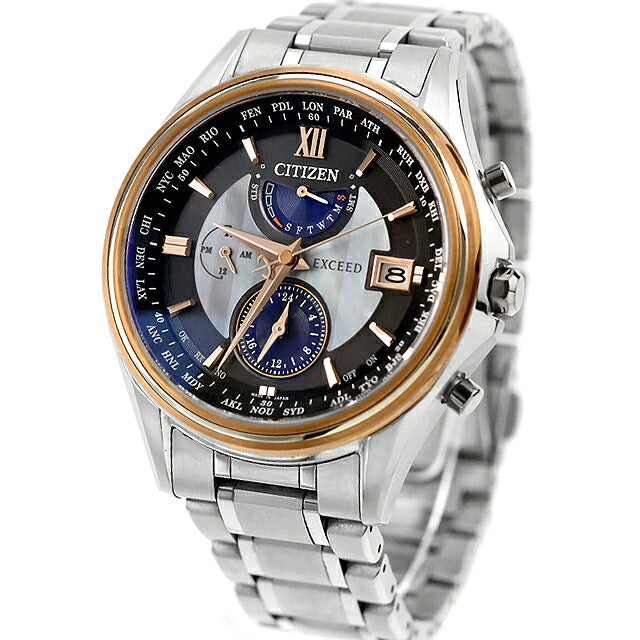 中古 美品 シチズン CITIZEN エクシード エコ・ドライブ電波時計 45