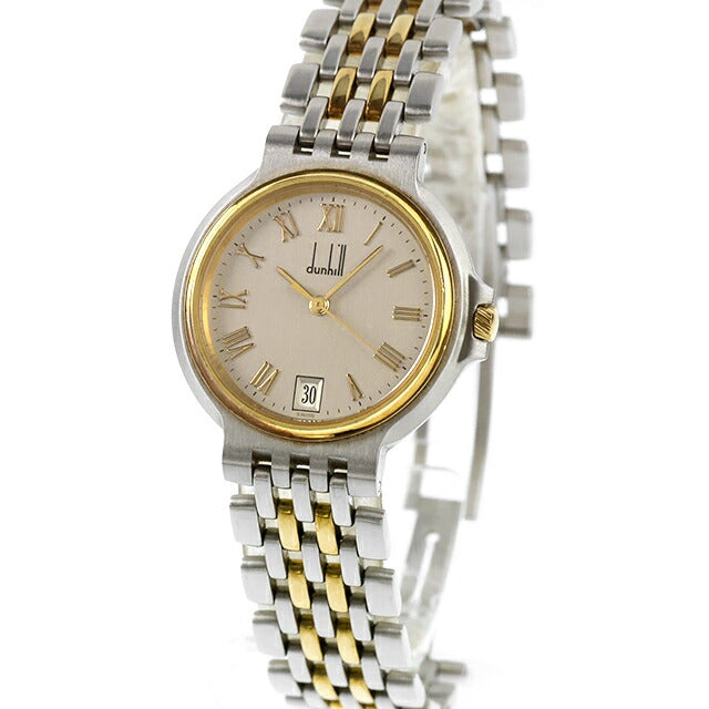 中古 ダンヒル dunhill エリート 2ロウ K18YGコンビ 薄型クォーツ 18金