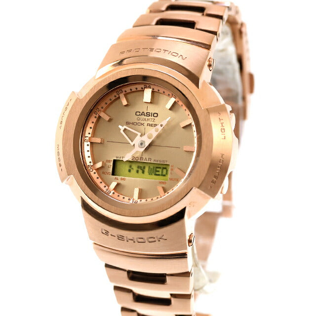 中古 カシオ CASIO Gショック G-SHOCK フルメタル AWM-500 電波ソーラー アナデジ ローズゴールド AWM-500GD-4AJF 腕時計 ブランド メンズ UW-GS-OT-00020
