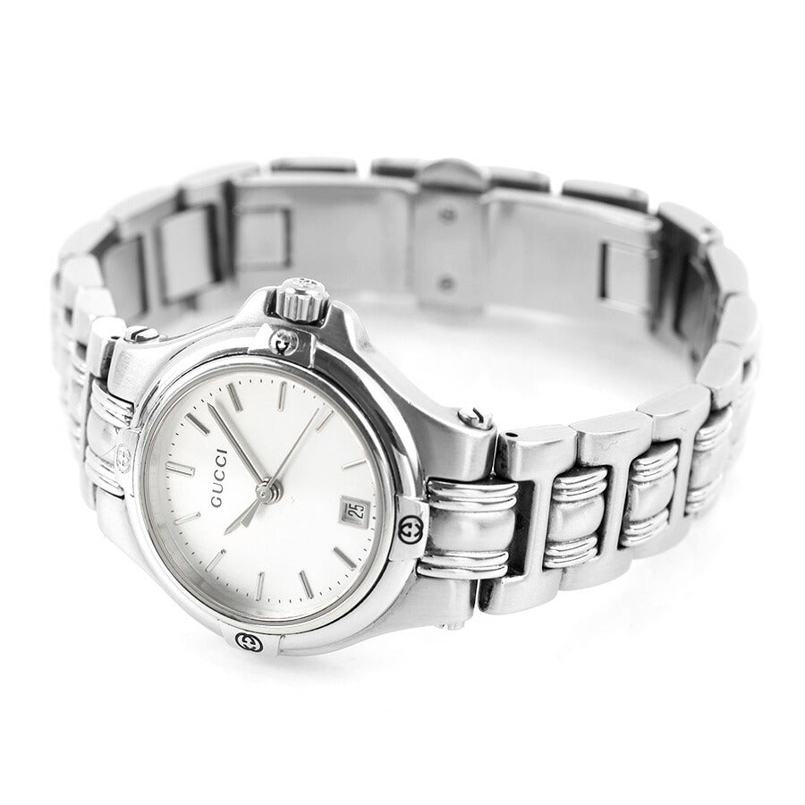中古 グッチ GUCCI ラウンド デイト 電池交換済 9040L アナログ 腕時計 ブランド レディース ブラック 黒 UW-GU-OT-00002