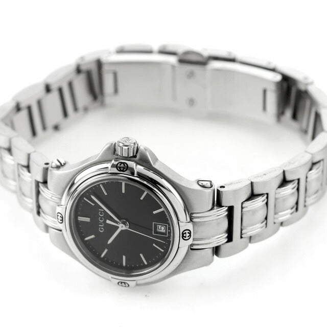 中古 グッチ GUCCI 9045シリーズ 日付 ブレスレット YA090506 アナログ 腕時計 ブランド レディース ブラック 黒 UW-GU-OT-00003